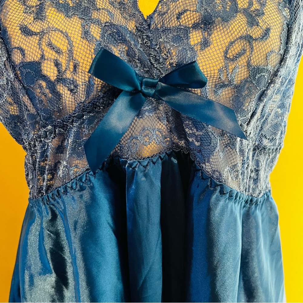 Elegant Blue Lace Nightgown Babydoll 4XL Plus Lingerie - Picture 3 of 11